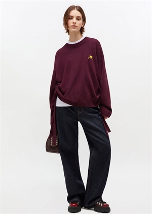 Future wool mix oversized o-neck strik Burgundy K2631 Ganni